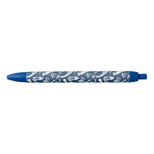 Dinosaur Bones (Blue) Black Ink Pen