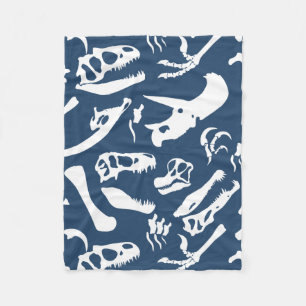 Dinosaur Bones (Blue) Fleece Blanket