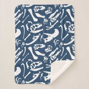 Dinosaur Bones (Blue) Sherpa Blanket