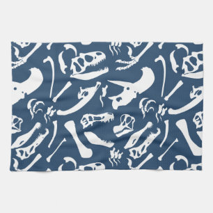 Dinosaur Bones (Blue) Tea Towel