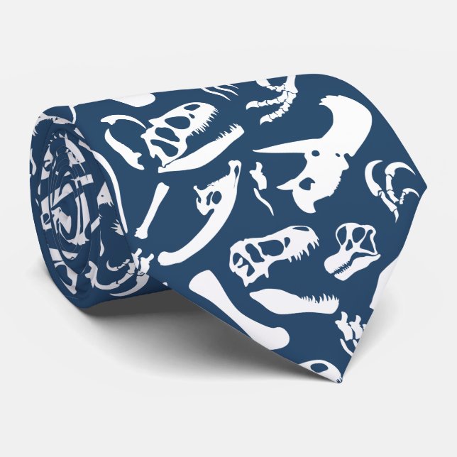 Dinosaur Bones (Blue) Tie (Rolled)