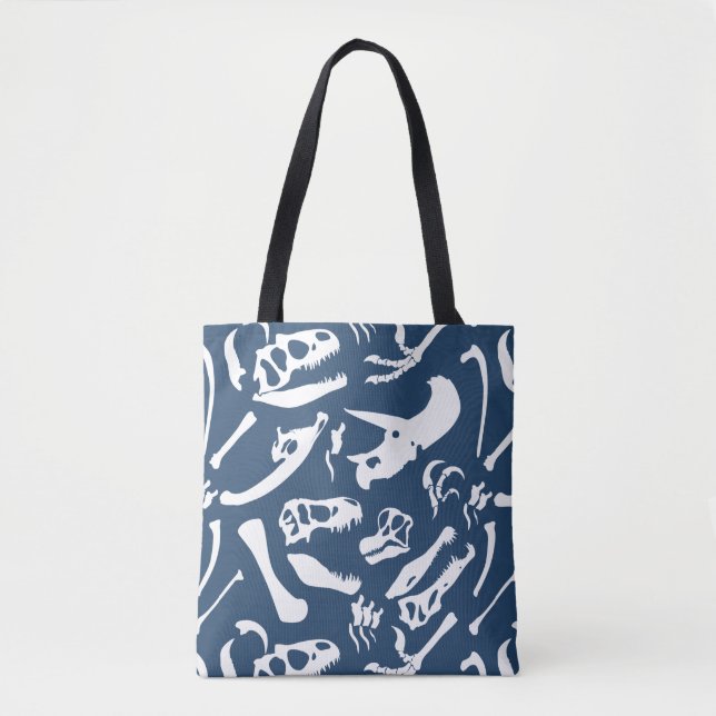 Dinosaur Bones (Blue) Tote Bag (Front)