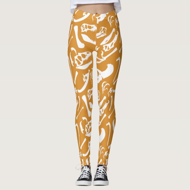 Dinosaur Bones (Gold) Leggings (Front)