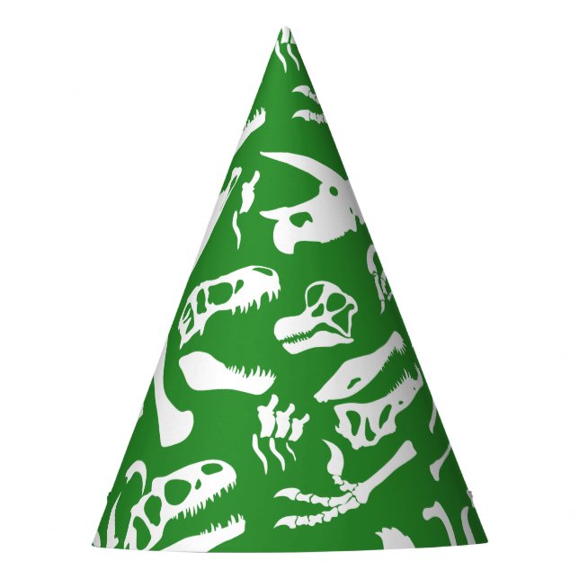 Dinosaur Bones (Green) Party Hat (Front)