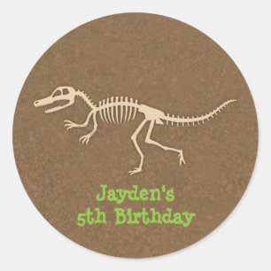 Dinosaur Bones Kids Birthday Party Labels