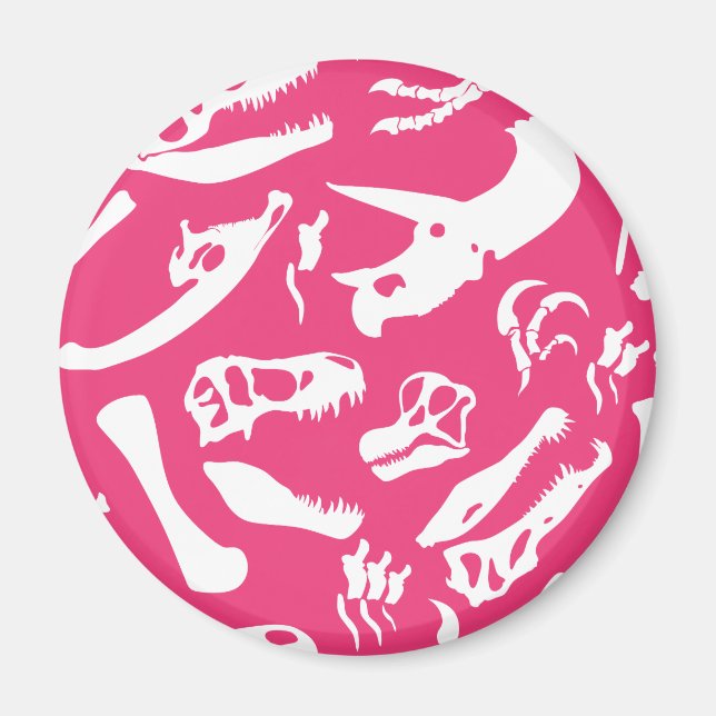 Dinosaur Bones (Pink) Magnet (Front)