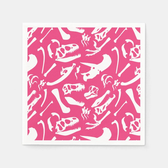 Dinosaur Bones (Pink) Napkin (Front)
