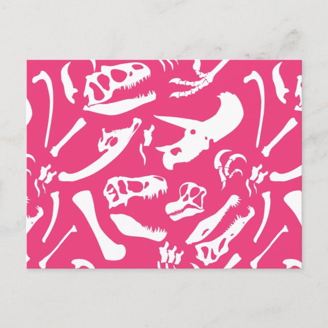 Dinosaur Bones (Pink) Postcard (Front)