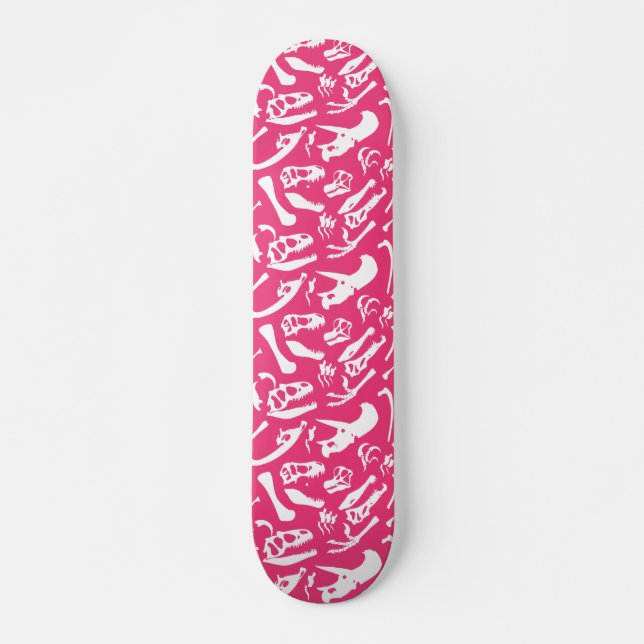 Dinosaur Bones (Pink) Skateboard (Front)