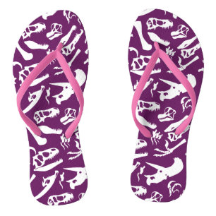 Dinosaur Bones (Purple) Flip Flops