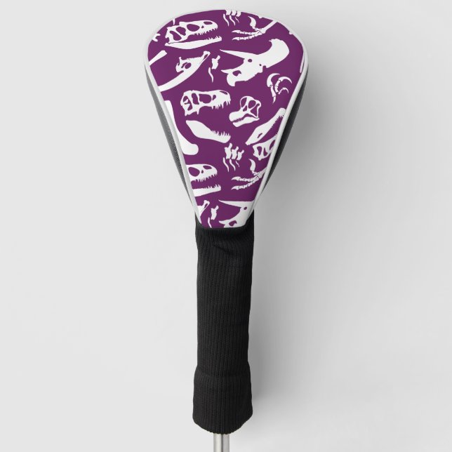 Dinosaur Bones (Purple) Golf Head Cover (Front)