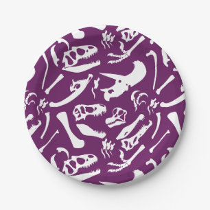Dinosaur Bones (Purple) Paper Plate