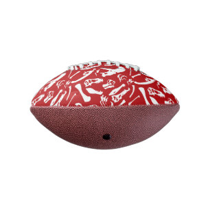 Dinosaur Bones (Red) American Football