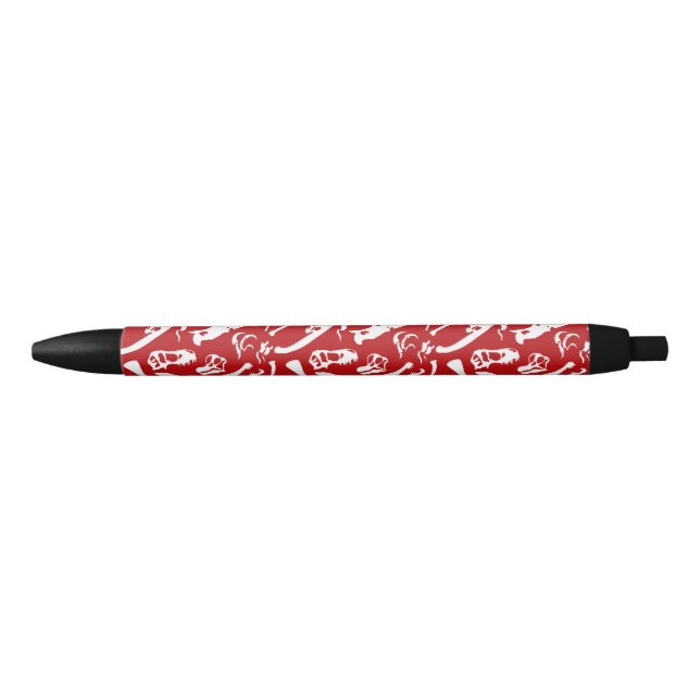 Dinosaur Bones (Red) Black Ink Pen (Front)
