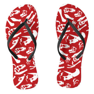 Dinosaur Bones (Red) Flip Flops