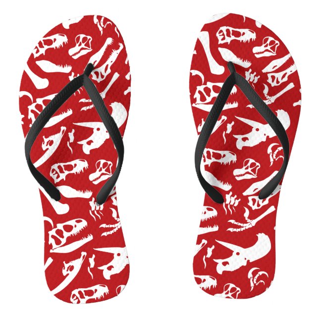 Dinosaur Bones (Red) Flip Flops (Footbed)