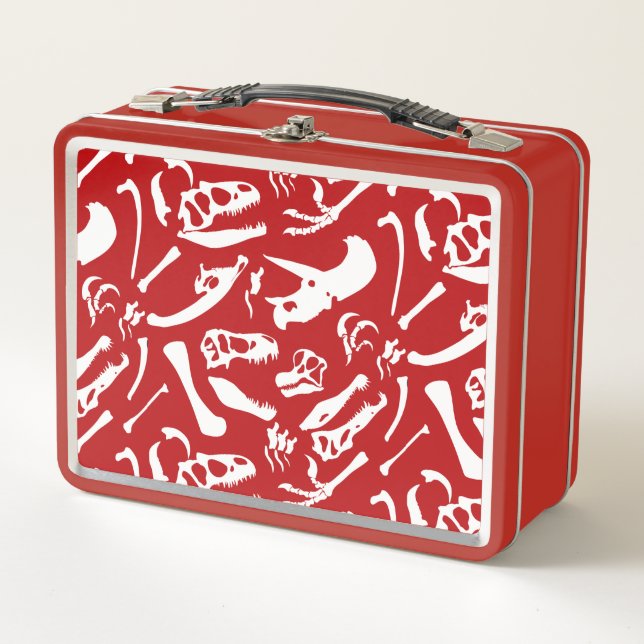 Dinosaur Bones (Red) Metal Lunch Box (Front)