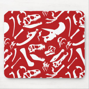 Dinosaur Bones (Red) Mouse Mat