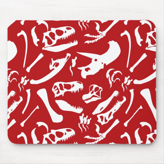 Dinosaur Bones (Red) Mouse Mat (Front)