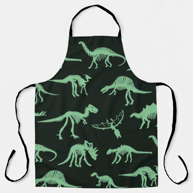 Dinosaur Bones Vintage Silhouette Illustration. Apron (Front)