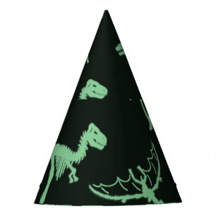 Dinosaur Bones Vintage Silhouette Illustration. Party Hat