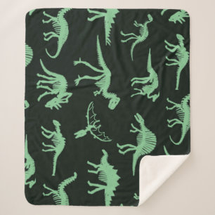 Dinosaur Bones Vintage Silhouette Illustration. Sherpa Blanket