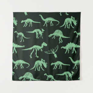 Dinosaur Bones Vintage Silhouette Illustration. Tapestry