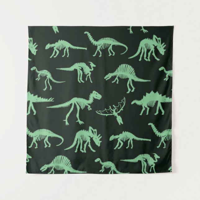 Dinosaur Bones Vintage Silhouette Illustration. Tapestry (Front)