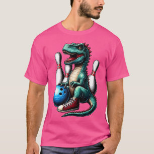 Dinosaur Bowling Ball Funny Dino Bowler Adults T-Shirt