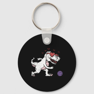 Dinosaur Bowling Valentines Day Men Women Boys Kid Key Ring