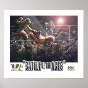 Dinosaur Boxing Match Poster