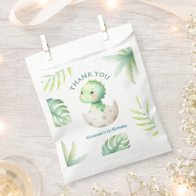 Dinosaur Boy 1st Birthday Cute Dino Jungle Favour Bags (Clipped)