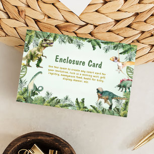 Dinosaur Boy 3rd Birthday Party Enclosure Card