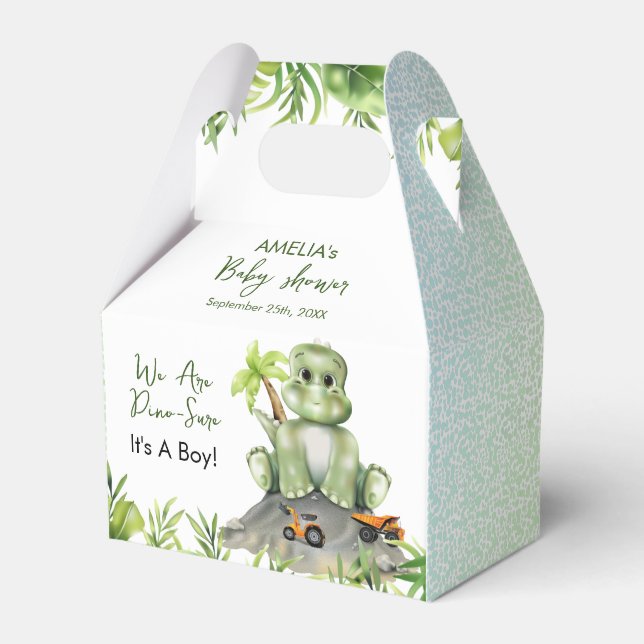 Dinosaur Boy Baby Shower Favour Box (Front Side)