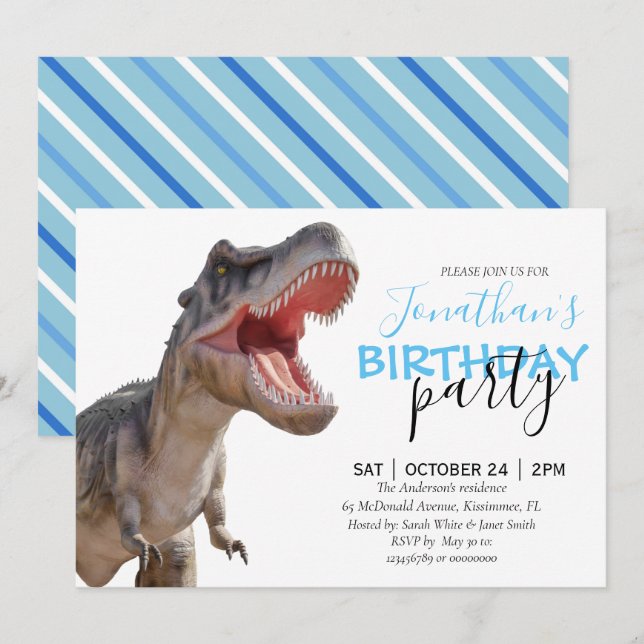 Dinosaur Boy bIRTHDAY Announcement (Front/Back)
