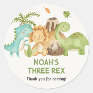 Dinosaur Boy Birthday Favour Stickers Trex