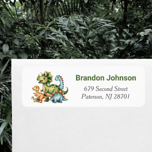Dinosaur Boy Birthday Party Return Address Label 