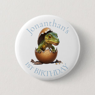 Dinosaur Boy Blue Birthday  6 Cm Round Badge