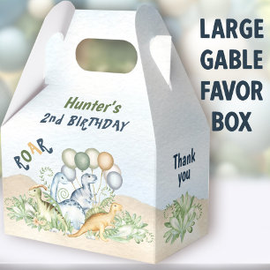 Dinosaur Boy Blue Green 1st 2nd Birthday Large Favour Box