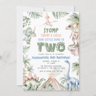 Dinosaur Boy Dino Birthday Party Invitation