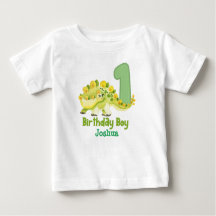 Dinosaur Boy First Birthday with Name Baby T-Shirt