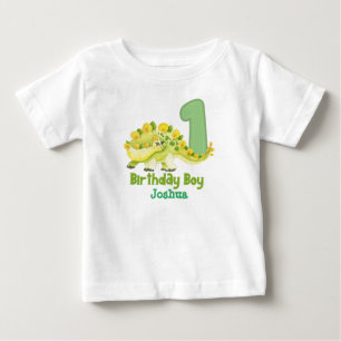 Dinosaur Boy First Birthday with Name Baby T-Shirt