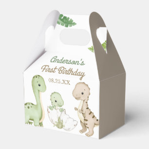 Dinosaur Boy Green 1st Birthday Favour Box