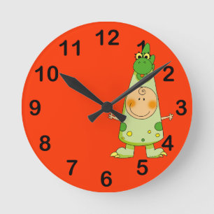 dinosaur boy round clock