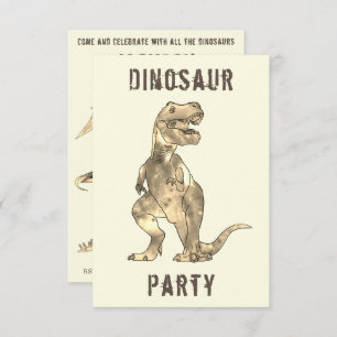 Dinosaur Boys 8th Birthday Party T Rex Roar Teal Invitation
