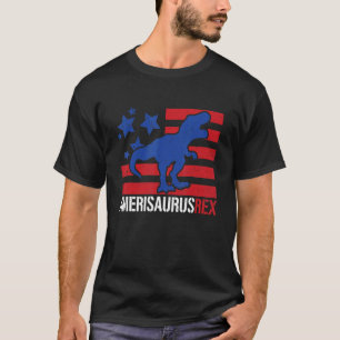 Dinosaur Boys Amerisaurus American Flag 4th Of Jul T-Shirt
