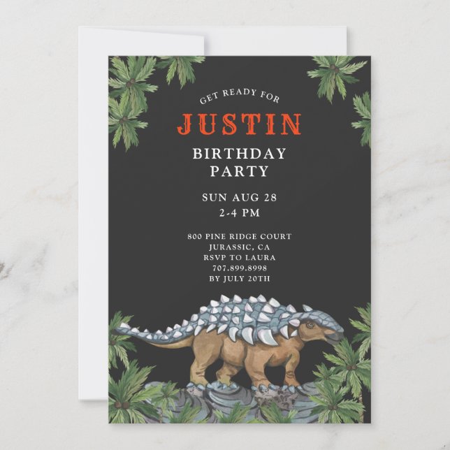 Dinosaur Boy's Birthday Party Invitation (Front)