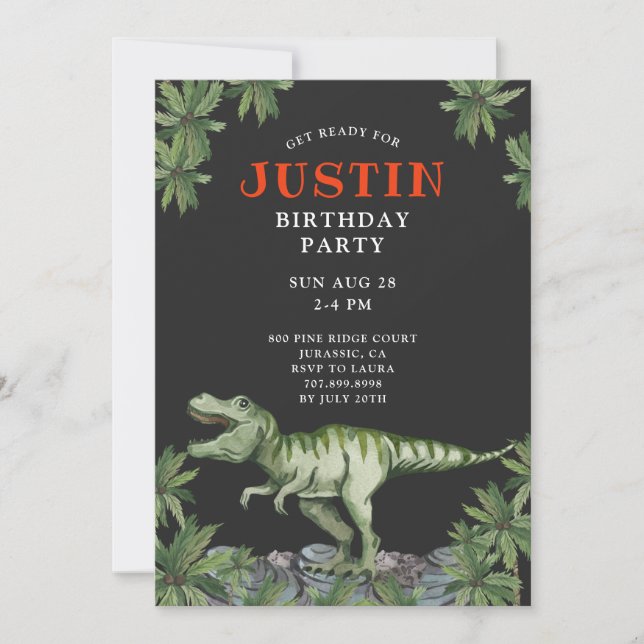 Dinosaur Boy's Birthday Party Invitation (Front)