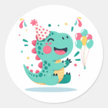 Dinosaur Boys Birthday Stickers | Dino Party Favor