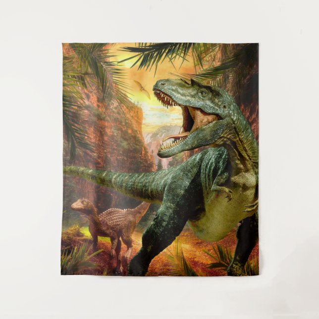 Dinosaur Boys Birthday TRex |  Photo Backdrop Tapestry (Front)